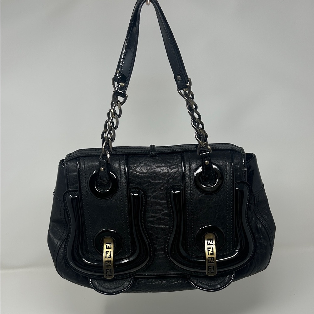 Fendi Patent Leather B Buckle Shoulder Bag